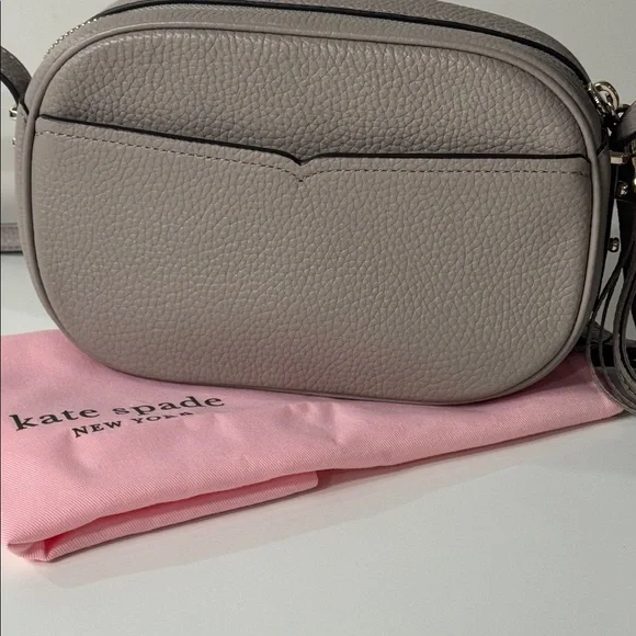 kate spade Leather Pebbled Crossbody in Taupe Gray with Tassel - Picture 4 of 6